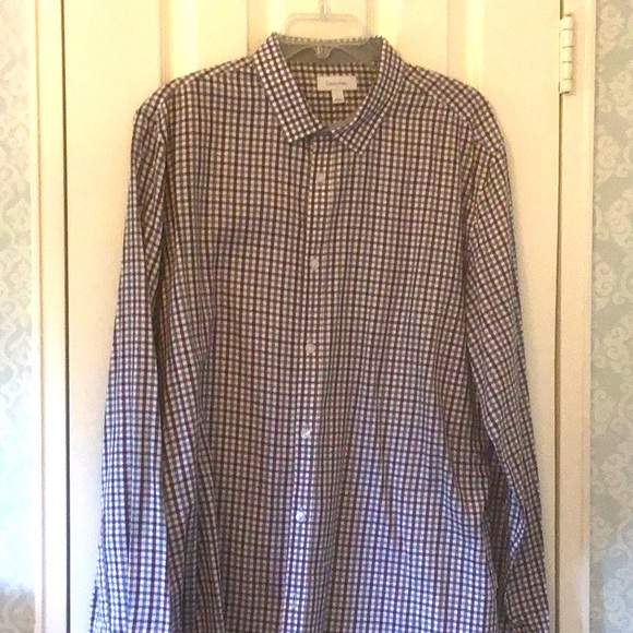 Calvin Klein very good condition  plaid shirt- size  Large - Picture 1 of 4